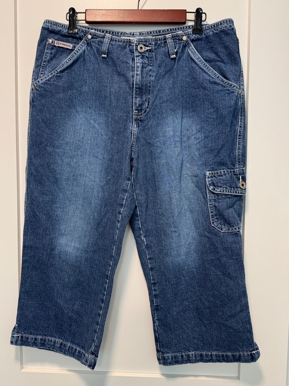 Hydraulic denim carpenter cargo capri jeans 90s Y2K Vintage 13/14